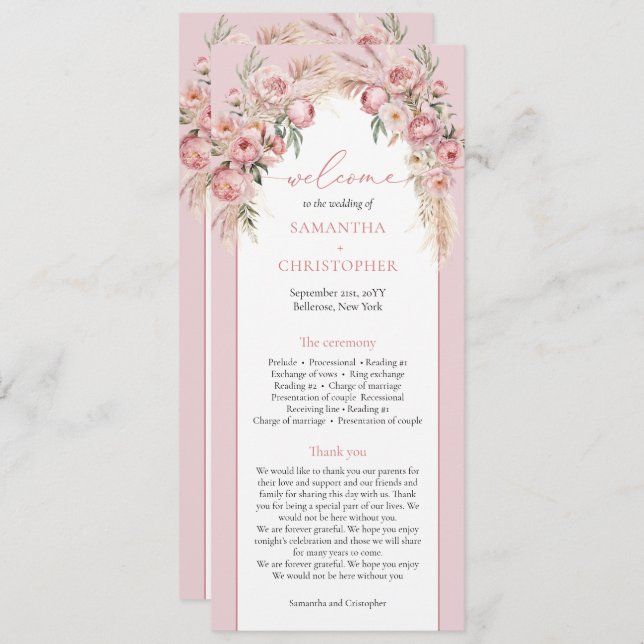 Pampas boho arch boho programm (Vorne/Hinten)