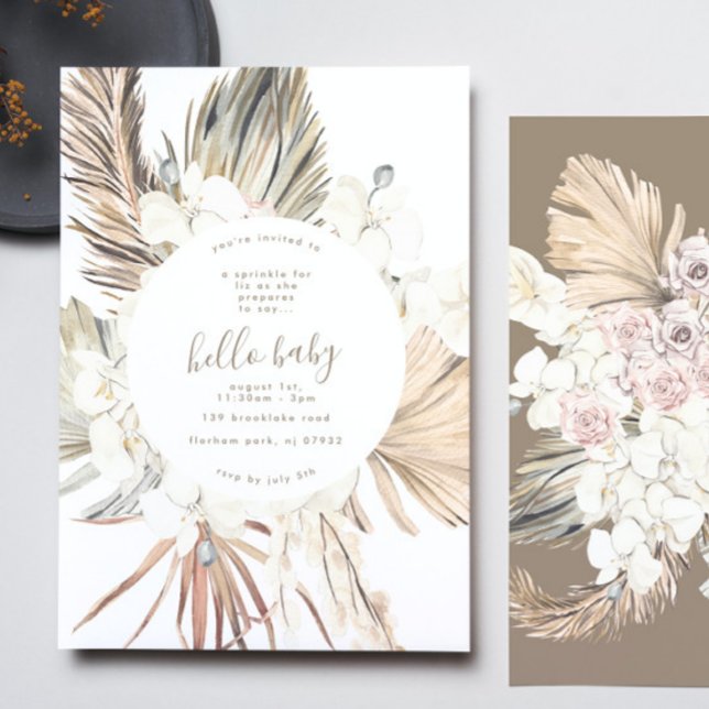 Pampas Boho Beach Hello Baby Dusche Einladung (Von Creator hochgeladen)