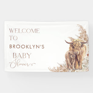 Pampas Boho Kuh Calf Baby Dusche Begrüßungsbanner Banner