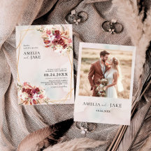 Pampas Burgunder Blumen Geometrische Hochzeit