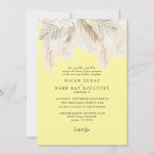Pampas Buttery Yellow Simple Wedding Einladung