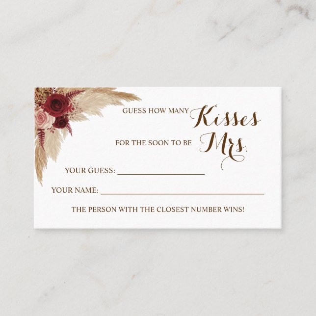 Pampas Combien de baisers pour Mme Douche carte de (Devant)