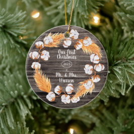 Pampas | Cotton Our First Christmas Mr.| Mrs. Foto Keramik Ornament