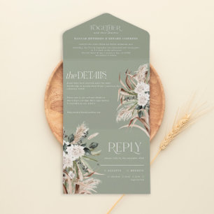 Pampas eucalyptus-Hochzeit All In One Einladung