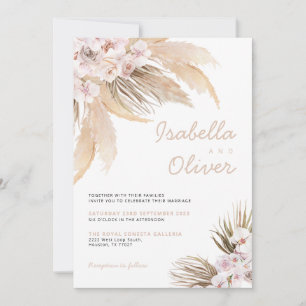 Pampas Faire-part de mariage boho beige