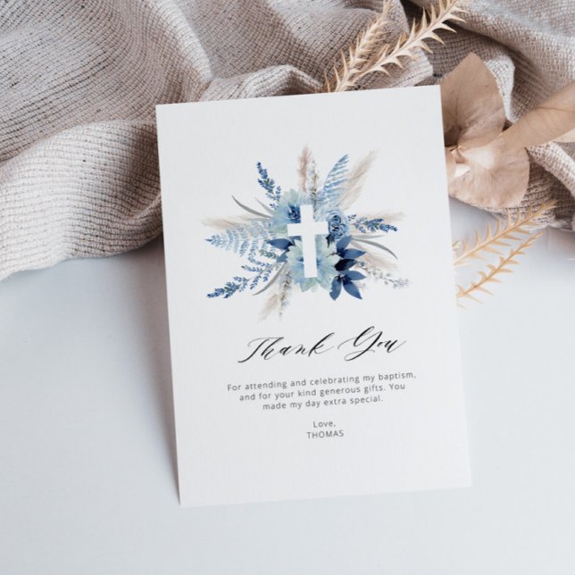Pampas florale Taufe danke Karte (Von Creator hochgeladen)