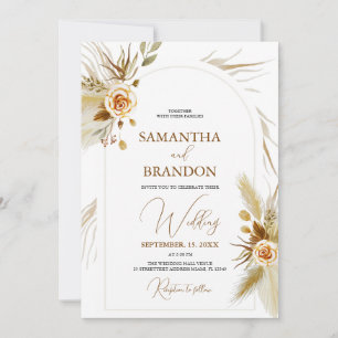 Pampas Gras Aquarell Hochzeit Einladung