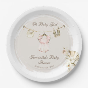 Pampas Gras Baby Mädchen Wäscheleine Baby Shower Pappteller