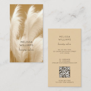 Pampas Gras Beige Sepia Foto   QR-Code Visitenkarte