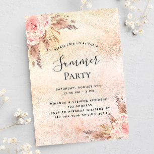Pampas Gras Blütenflorchen Sommer Party im Freien Einladungspostkarte