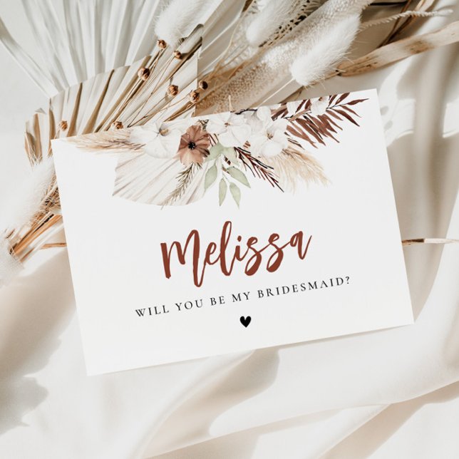 Pampas Gras Boho Bridesmaid Vorschlag Postkarte (Von Creator hochgeladen)