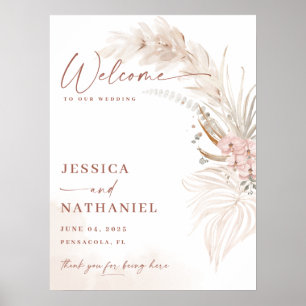 Pampas Gras Boho Floral Hochzeitsbegrüßung Poster