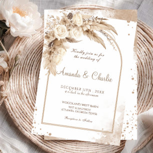 Pampas Gras Boho-Hochzeit Einladung