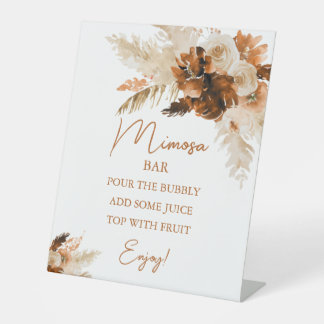 Pampas Gras Boho Mimosa Bar Brautparty Sockelschild