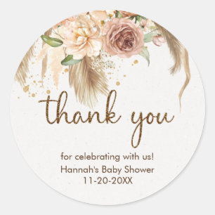 Pampas Gras Boho Rosen Baby Shower Aufkleber