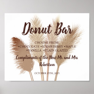 Pampas-Gras-Donut-Bar-Brautjungfernhochzeit-Hochze Poster