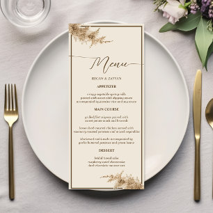 Pampas Gras Erdig Bohemian Exotische Hochzeit Menükarte