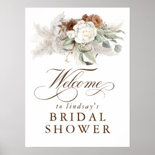 Pampas Gras Floral Boho Brautparty Begrüßung Poster