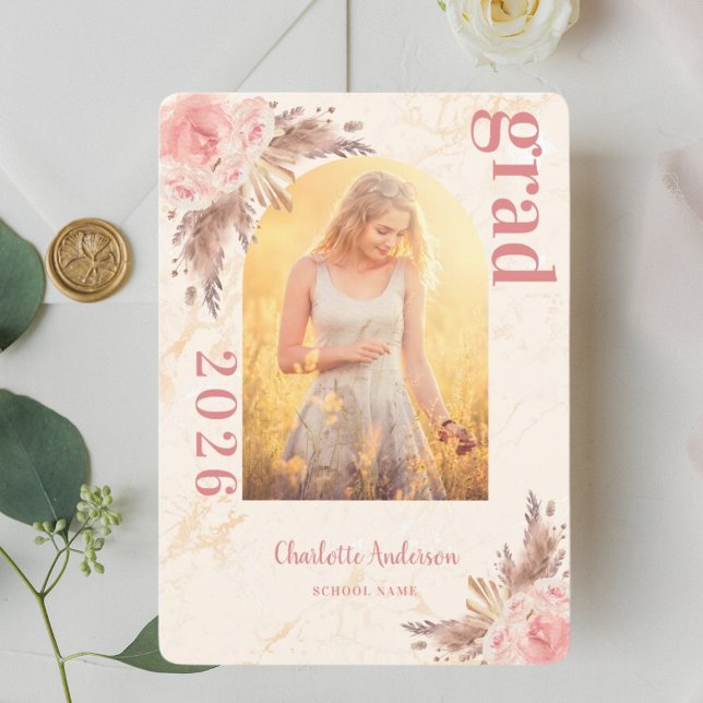 Pampas-Gras-Foto, rot Abschluss Dankeskarte (Von Creator hochgeladen)