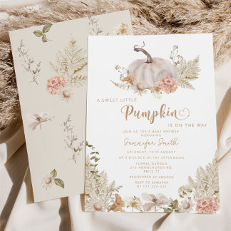 Pampas Gras Kürbis Babydusche Einladung