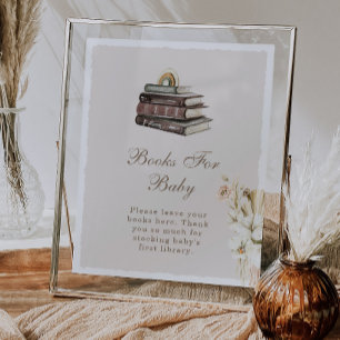 Pampas Gras Mädchen Wäscheleine Bücher Baby Shower Poster