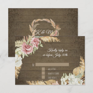 Pampas Gras Palm Pink Blütenblätterung RSVP Karte
