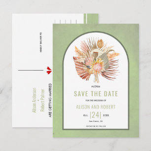Pampas Gras, Palmen Blätter Salbei Save the Date Postkarte