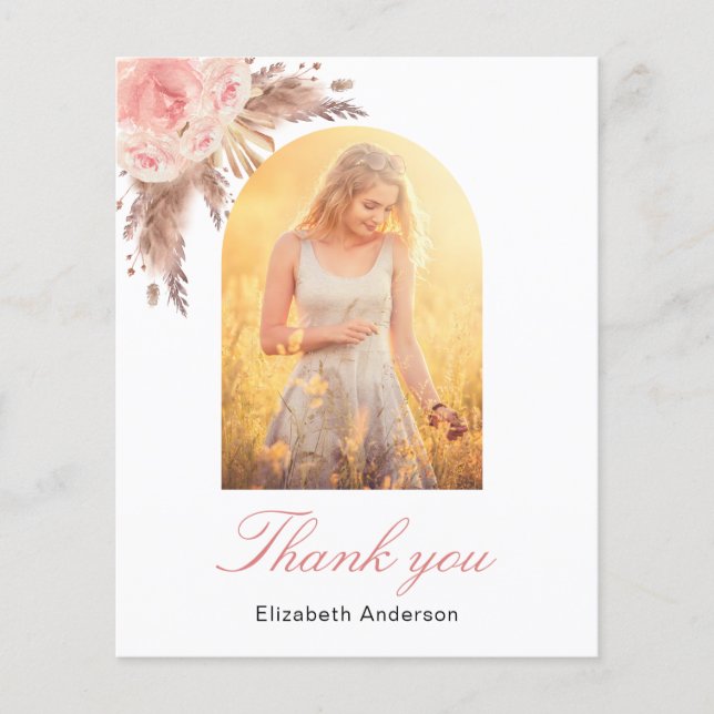 Pampas Gras rosa Blumengeburt Vielen Dank (Vorderseite)