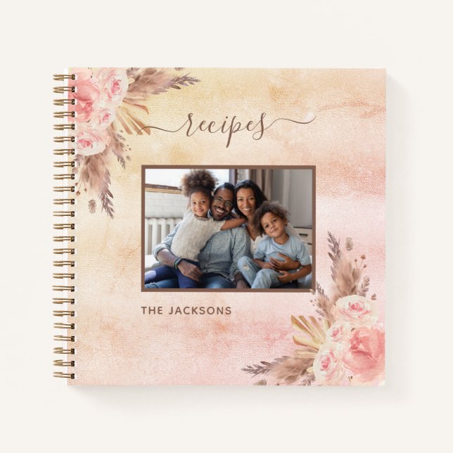 Pampas-Gras-Rosa-Blüten-Foto Notizbuch (Vorderseite)