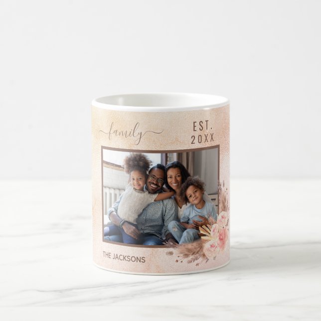 Pampas-Gras-Rose Foto-Rosa-Blumenmotive Kaffeetasse (Mittel)