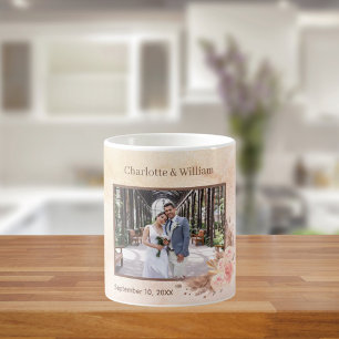 Pampas Gras Rose Gold Foto Rosa Florale Hochzeit Kaffeetasse