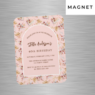 Pampas Gras Rose Gold Geburtstagsfeier Magnet