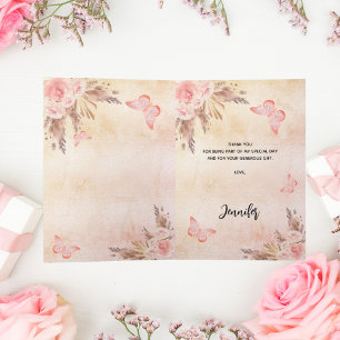 Pampas Gras Rose Goldfloralen Boho Dankeskarte