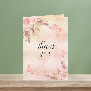 Pampas Gras Rose Goldfloralen Boho Dankeskarte