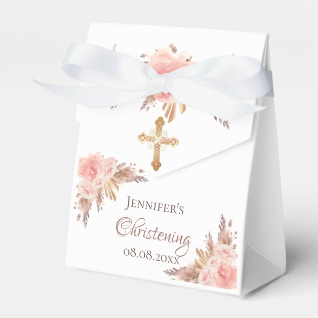 Pampas-Gras-Rose mit rosa Blütenpracht Geschenkschachtel (Vorderseite)