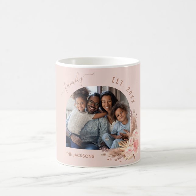 Pampas Gras Rose Rosa Blüten Foto Kaffeetasse (Mittel)