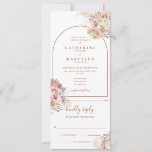 Pampas Gras Terrakotta Alles-in-einem Hochzeitsein Einladung