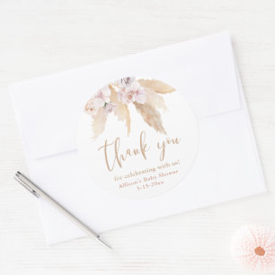 Pampas Gras Tropical Blätter Babyduschkleber Runder Aufkleber