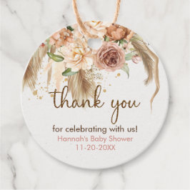 Pampas Gras und Boho Rose Babydusche vielen Dank Geschenkanhänger