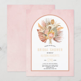 Pampas-Gras und Palm-weiches rosa Brautparty Einladung