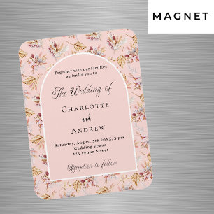 Pampas Grasflorale Rose Goldene Hochzeit Einladung Magnet