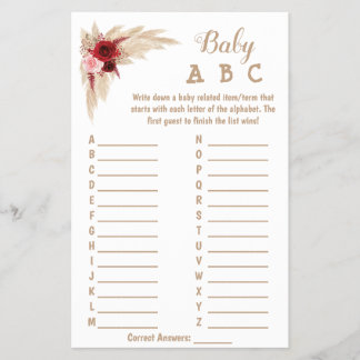 Pampas Grass | ABC Baby Shooting Game Card Flyer