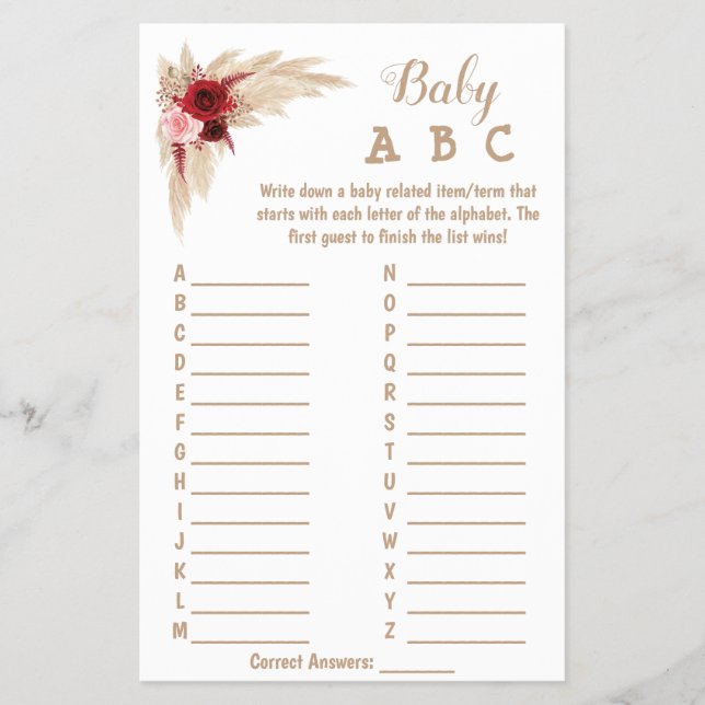 Pampas Grass | ABC Baby Shooting Game Card Flyer (Vorne)