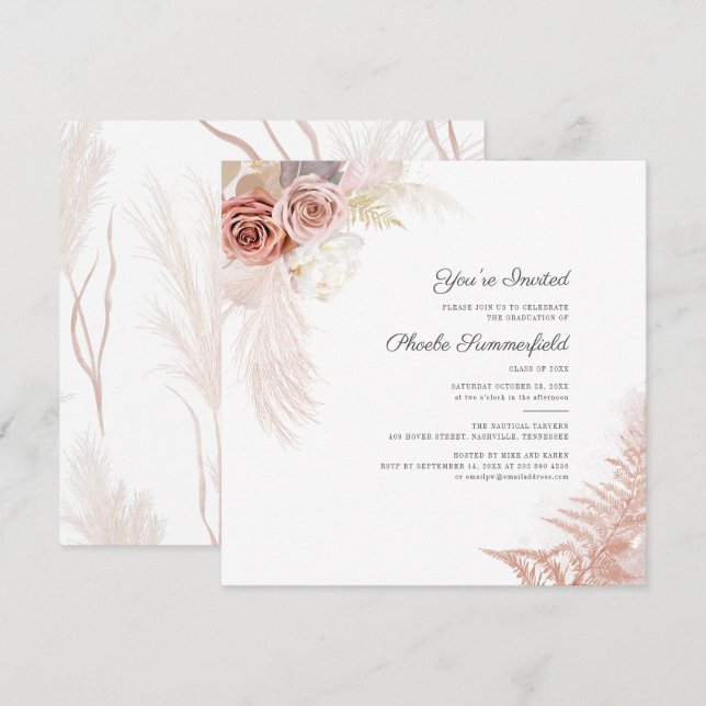 Pampas Grass Abschluss 2024 Party Einladung (Vorne/Hinten)