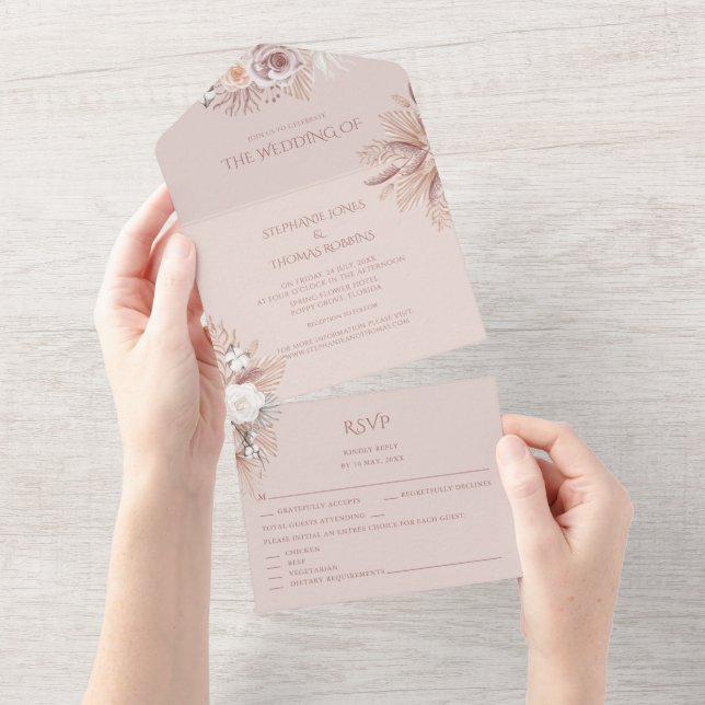Pampas Grass All in One Wedite Invite UAWG Einladung (Abreißen)