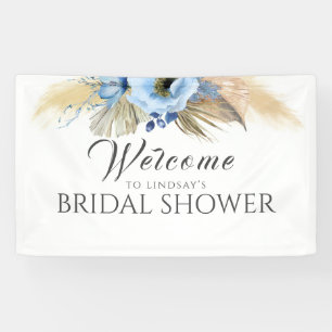 Pampas Grass and Blue Blume Brautparty Willkommen Banner