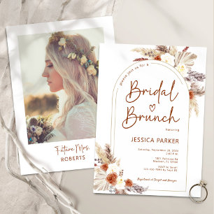 Pampas Grass Arch Terracotta Foto Bridal Brunch Einladung