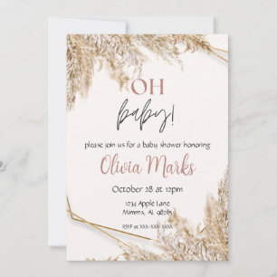 Pampas Grass Baby Dusche   Neutral Boho Rustic Einladung