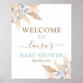 Pampas Grass Baby Shower Boy Begrüßungszeichen Poster