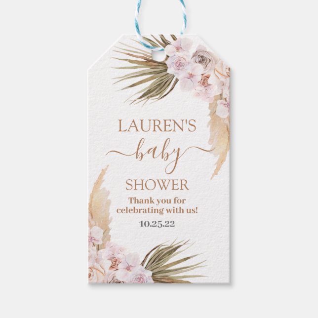 Pampas Grass baby shower étiquettes cadeaux (Devant)
